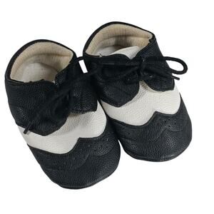 Baby Tuxedo Shoes 12 to 18 Months Black and White Lace Up